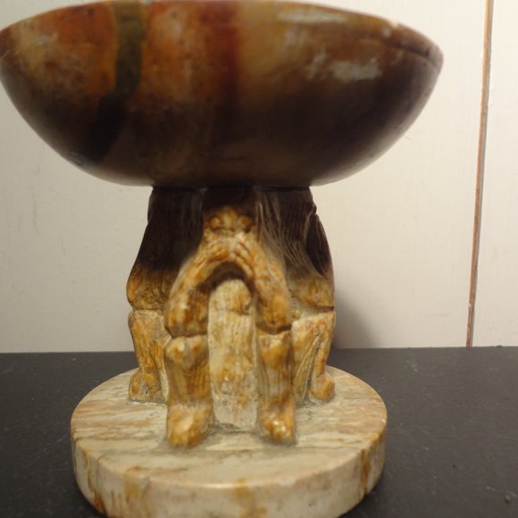 Morality Monkeys Handcarved Stone Candle Holder - Picture 2 of 4